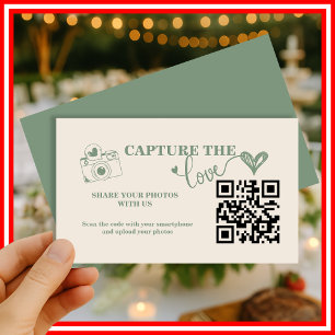 Carte D'accompagnement Vert sauge Capturez l'amour Code QR Mariage