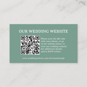 Carte D'accompagnement Vert Sauge Code QR du site Web de mariage
