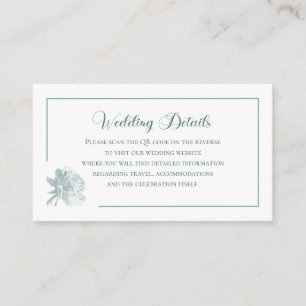 Carte D'accompagnement Vert sauge Floral Calligraphie QR Info Mariage