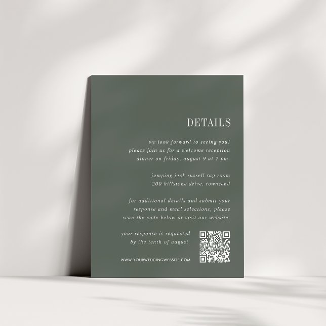 Carte D'accompagnement Vert thym | Détails du Mariage tout-en-un (Créateur téléchargé)