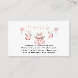 Carte D'accompagnement Vêtements bébé rose Livre demande Fille Baby showe