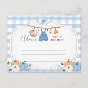 Carte D'accompagnement Vêtements de garçon Citrouille Baby Shower Conseil