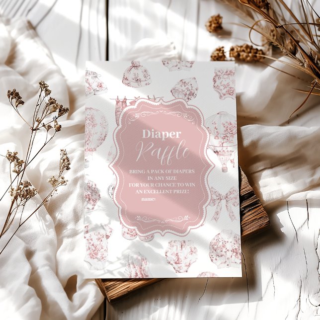 Carte D'accompagnement Vêtements Roses Toile De Jouy Diapper Raffle (Créateur téléchargé)