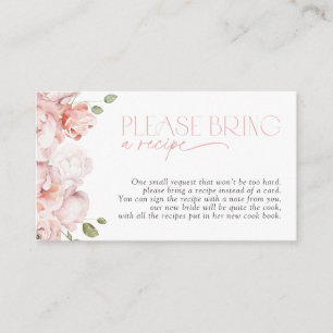 Carte D'accompagnement Veuillez Apporter Une Recette Blanche Rose Floral