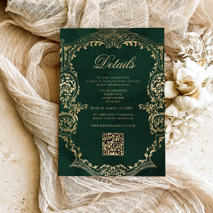 Carte D'accompagnement Victoria Emerald Gold Royal Mariage QR Détails