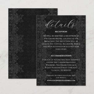 Carte D'accompagnement Victorian Black Moody Information du Mariage