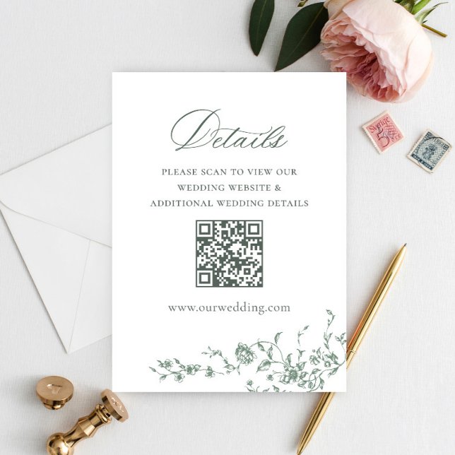 Carte D'accompagnement Victorian Ornate Grace Mariage QR code Détails (Créateur téléchargé)