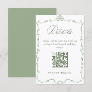 Carte D'accompagnement Victorian Sage Green Détails du Mariage QR