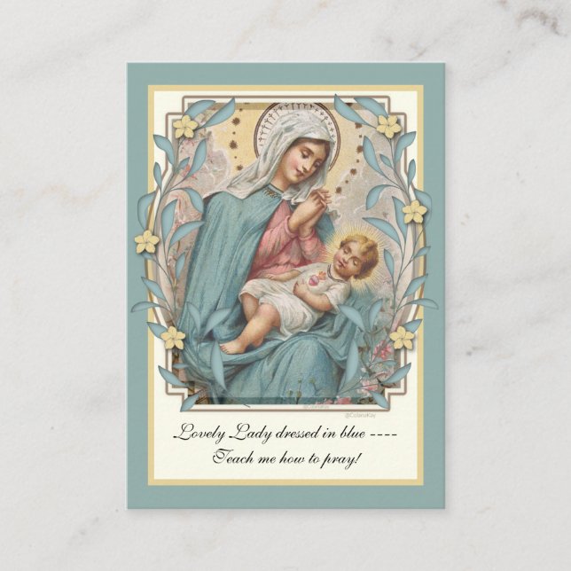 Carte D'accompagnement Vierge Marie Jésus jolie dame habillée en poème bl (Devant)