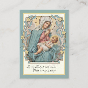 Carte D'accompagnement Vierge Marie Jésus jolie dame habillée en poème bl