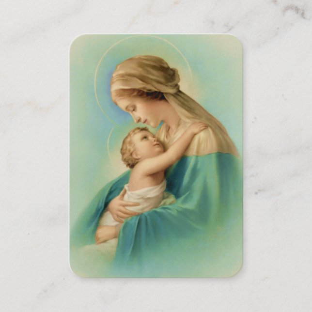 Carte D'accompagnement Vierge Marie Jésus jolie dame habillée en poème bl (Devant)