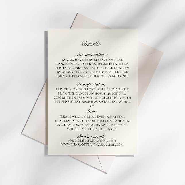 Carte D'accompagnement Vieux argent, ivoire Détails Mariage (Créateur téléchargé)