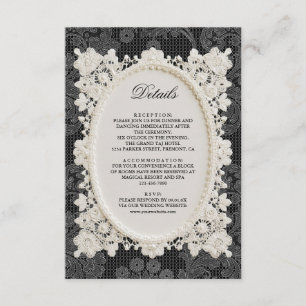 Carte D'accompagnement Vieux Argent Nappe en Dentelle d'Ivoire Noir pour
