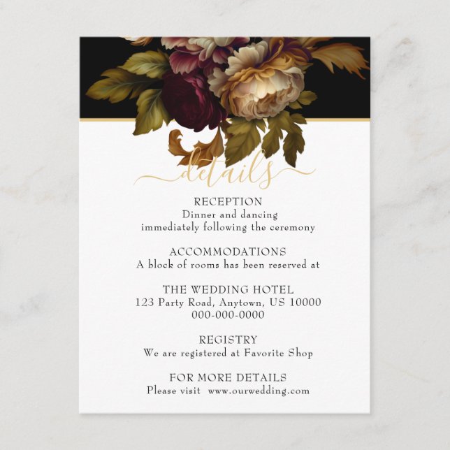 Carte D'accompagnement Vieux Mariage Floral Mondial (Devant)