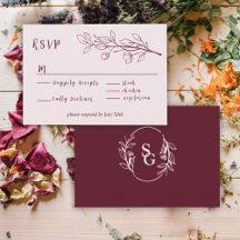 Vin rouge Simple Boho Floral RSVP