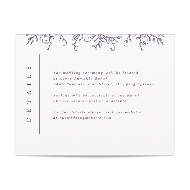 Carte D'accompagnement Vins citrouilles Monogramme Mariage Insertion (Créateur téléchargé)