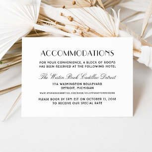 Carte D'accompagnement Vintage Black Art Déco Mariage Hébergements