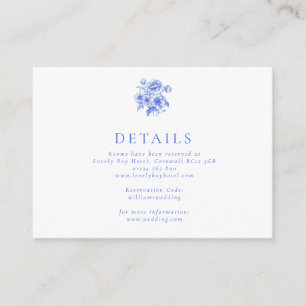 Carte D'accompagnement Vintage Blue Chinoiserie Floral Mariage