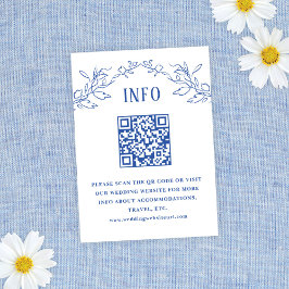 Carte D'accompagnement Vintage Blue Floral QR Code Mariage Info