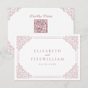 Carte D'accompagnement Vintage cadre rose élégant Détails de mariage