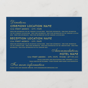 Carte D'accompagnement Vintage Dark Navy Gold Art Déco Détails du Mariage