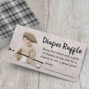 Carte D'accompagnement Vintage Golf Boy Baby shower Diaper Raffle