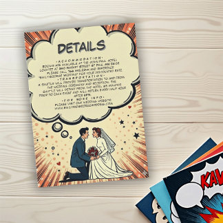 Carte D'accompagnement Vintage Retro Bride & Groom Pop Art Comic Wedding
