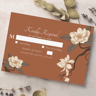 Carte D'accompagnement Vintage Rustic Magnolia Terracotta Mariage RSVP
