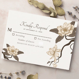 Carte D'accompagnement Vintage Rustic Magnolia Wedding RSVP
