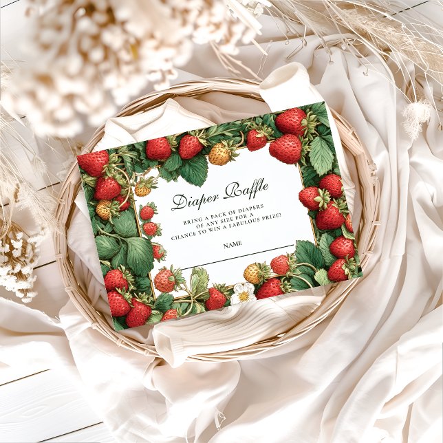 Carte D'accompagnement Vintage Strawberry Cottag Diapper Raffle Enclosure (Créateur téléchargé)