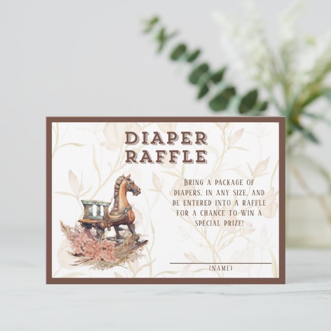 Carte D'accompagnement Vintage Vieux Ouest Rocking Horse Diaper Raffle (Debout devant)