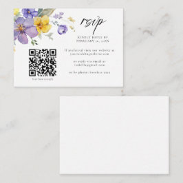 Carte D'accompagnement Violet Jaune Lavande Floral QR Code Mariage RSVP