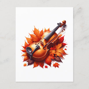 Carte D'accompagnement Violon dans le lit de feuilles