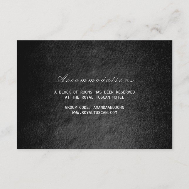 Carte D'accompagnement Vip Glam Black Mariage Hôtel Hébergement (Devant)
