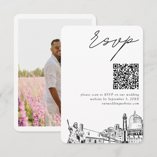 Carte D'accompagnement Virginia Beach Wedding RSVP QR Code Petit (Devant / Derrière)