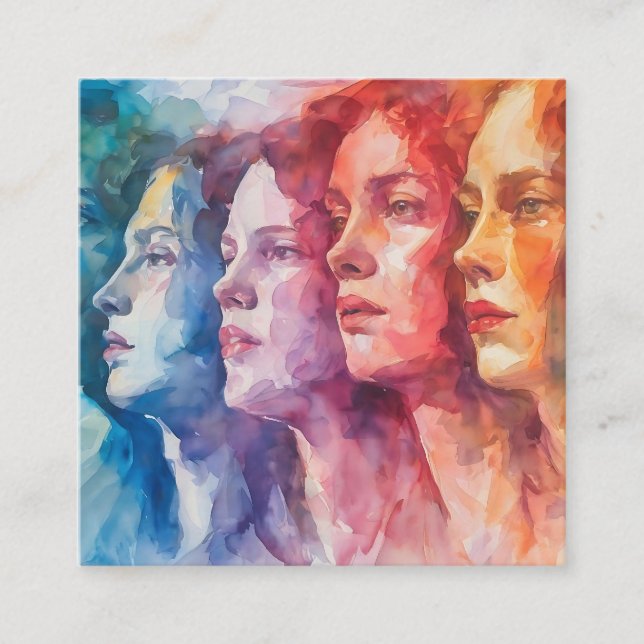 Carte D'accompagnement Visages des femmes - Peinture aquarelle (Devant)