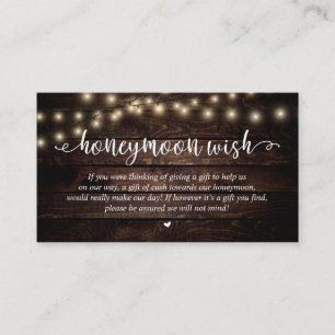 Carte D'accompagnement Vœu de fonds de lune de miel de mariage, lumières 