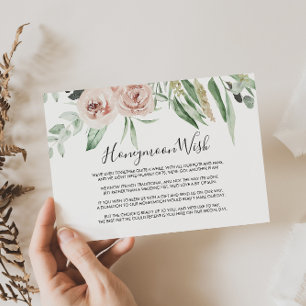Carte D'accompagnement Vœu de lune de miel floral rose vert Blush 