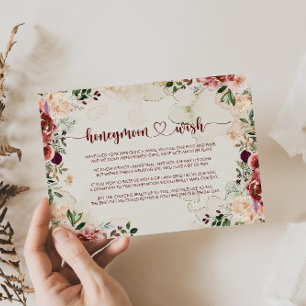 Carte D'accompagnement Vœu de lune de miel florale calligraphique rustiqu