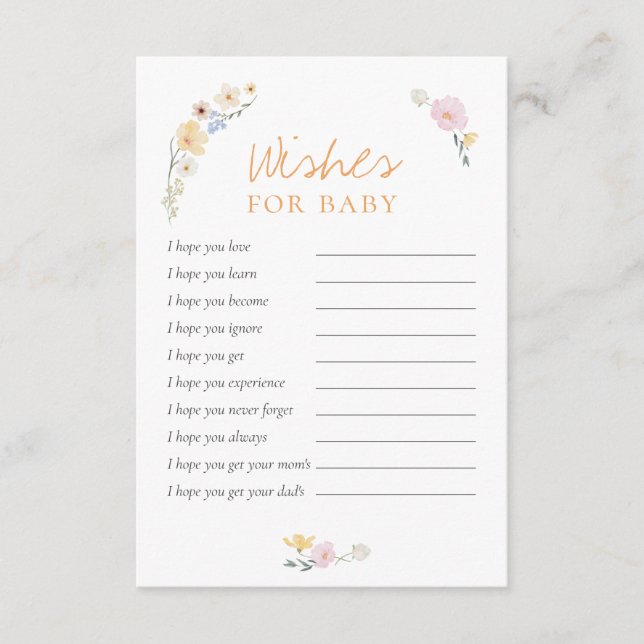 Carte D'accompagnement Vœux Boho Pastel pour Baby Shower (Devant)
