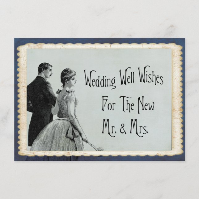Carte D'accompagnement Voeux de mariage et conseils Mariée et marié vinta (Devant)
