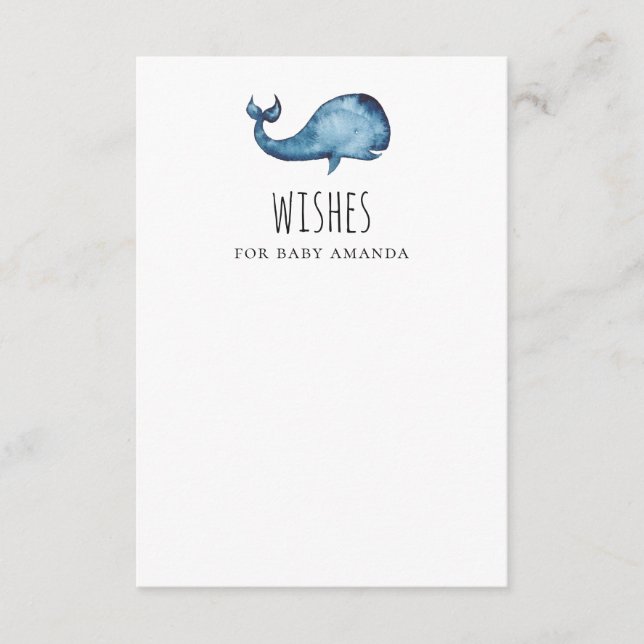 Carte D'accompagnement Voeux pour bébé. Baleine bleue. Conseil animal (Devant)