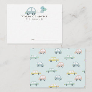 Carte D'accompagnement Voiture avec Balloons Blue Boy Baby shower Conseil