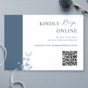 Carte D'accompagnement Voiture de boîtier Mariage RSVP Blue Elegant QR Co