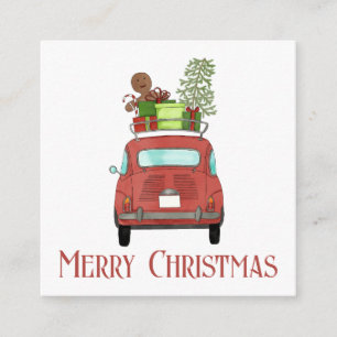 Carte D'accompagnement Voiture rouge avec cadeaux de Noël