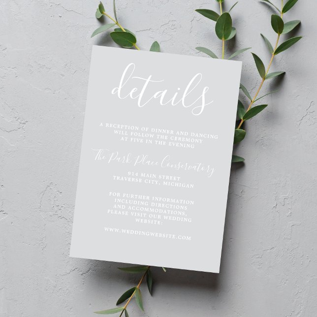 Carte D'accompagnement Vrai Simplicité 1 Cool Gris gris Mariage minimal (Créateur téléchargé)