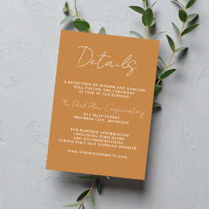 Carte D'accompagnement Vrai Simplicité 3 Script Minimal Mariage Apricot