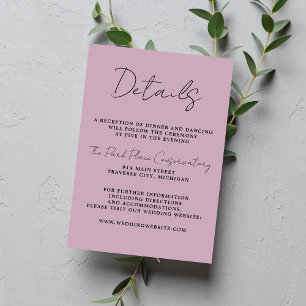 Carte D'accompagnement Vrai Simplicité 3 Script Minimal Wisteria Mariage