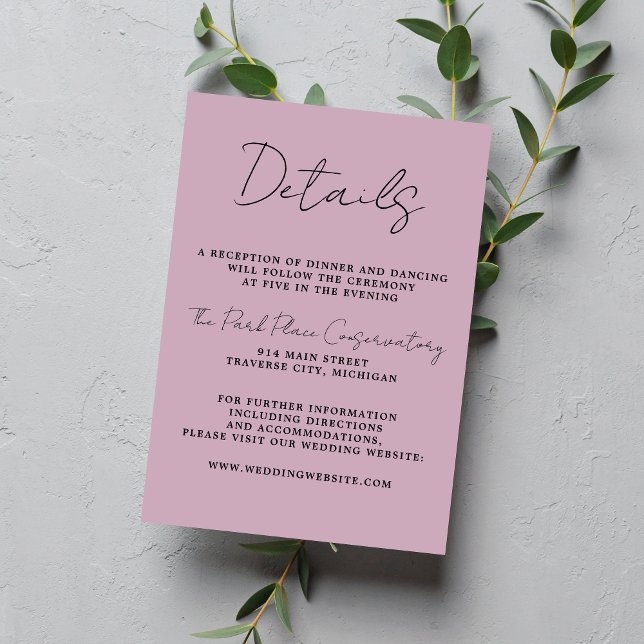 Carte D'accompagnement Vrai Simplicité 3 Script Minimal Wisteria Mariage (Créateur téléchargé)