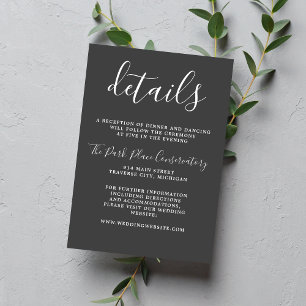 Carte D'accompagnement Vraie Simplicité 1 Chic au Charbon de Bois Mariage